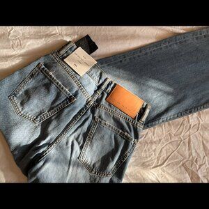 NWT Zara The Boo Full Length, High Rise, Wide Leg Jeans in Astra Blue, US 2